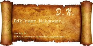 Dörmer Nikander névjegykártya